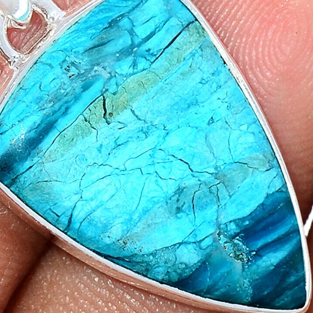 Rare Blue Peruvian Opal Sterling silver pendant - Picture 2 of 2
